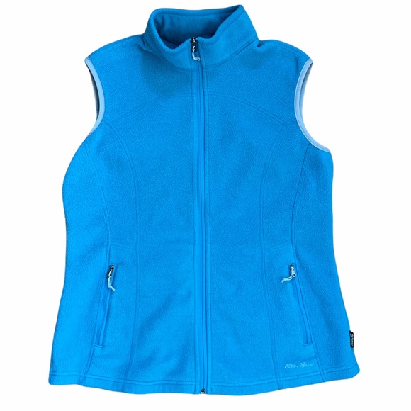 Women’s Eddie Bauer Fleece Bahama Blue Zip Vest, Size Large, Like New Condition - Picture 1 of 7